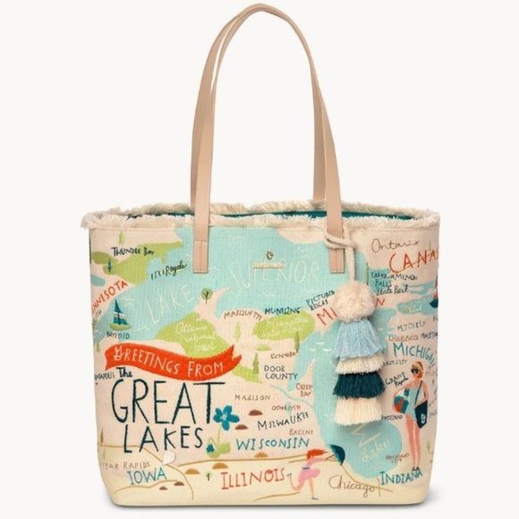 Spartina 449 Great Lakes Embroidered Large Tote - Picture 1 of 7